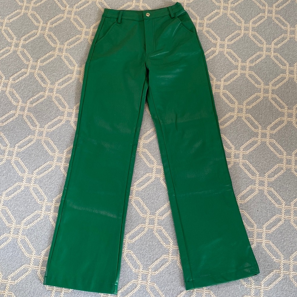 Princess Polly Faux Leather Green Pants